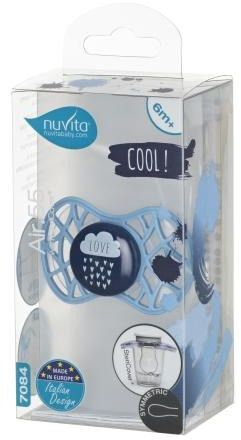 Пустышка симметрическая Nuvita NV7085 Air55 Cool 6m+ "LOVE" голубо-синяя (NV7085CB) фото 3