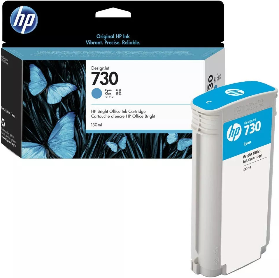 Картридж струйный HP No. 730 DesignJet T1600/T1700/T2600 Cyan, 130 ml (P2V62A) фото 2