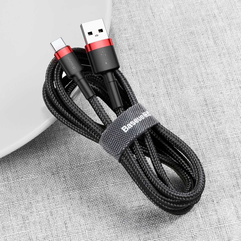 Кабель Baseus Cafule USB to Type-C 3A, 1м, red+black фото3