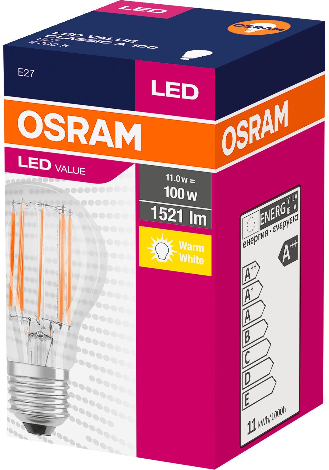 Лампа светодиодная OSRAM LED Value Filament A100 11W (1521Lm) 2700K E27 фото 3