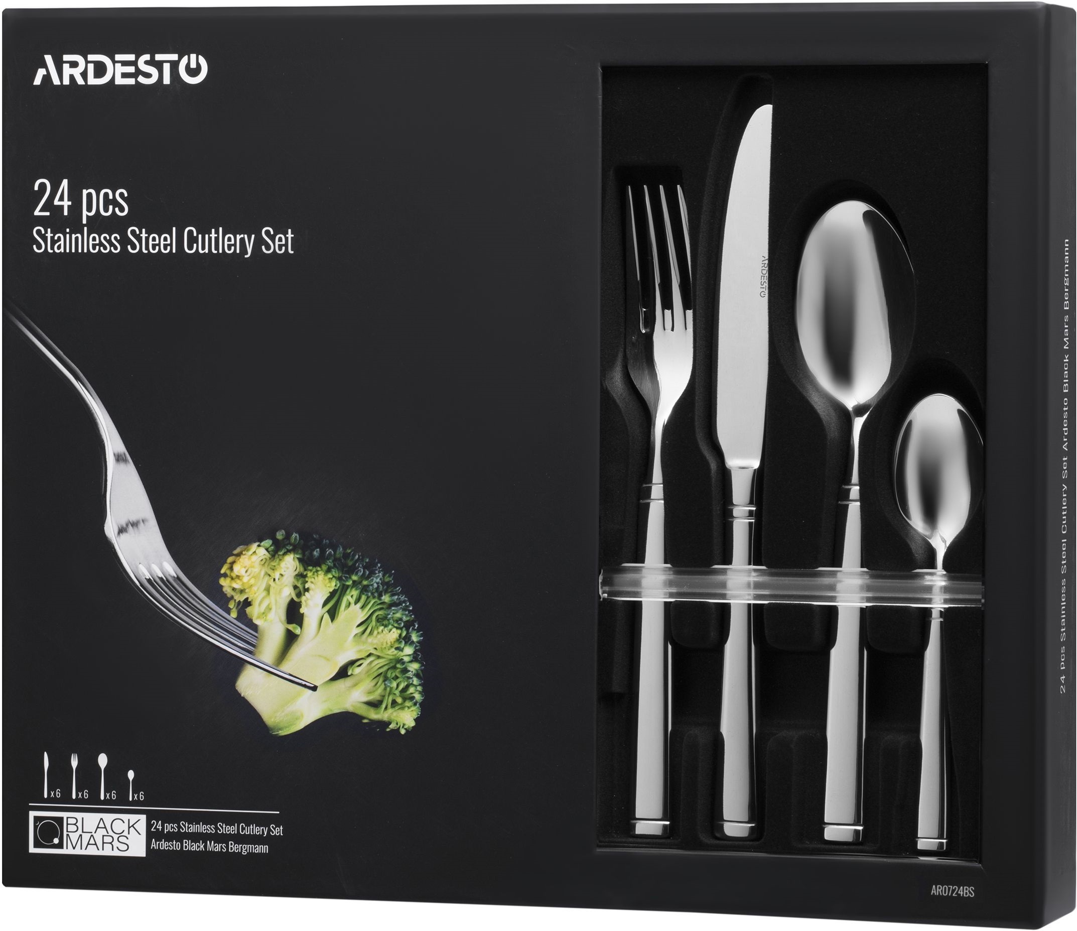 Набор столовых приборов ARDESTO Black Mars Bordeaux 24 предмета (AR0724BS) фото 2