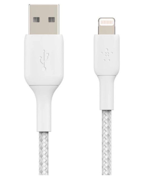 Кабель Belkin USB-A – Lightning, BRAIDED, 1m, white (CAA002BT1MWH)фото2