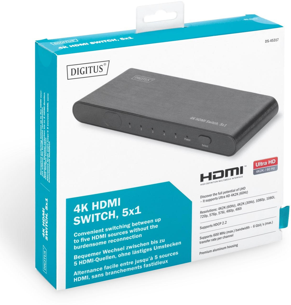 Видеокоммутатор DIGITUS UHD HDMI (INx5 - OUTx1), 4K (DS-45317) фото 6