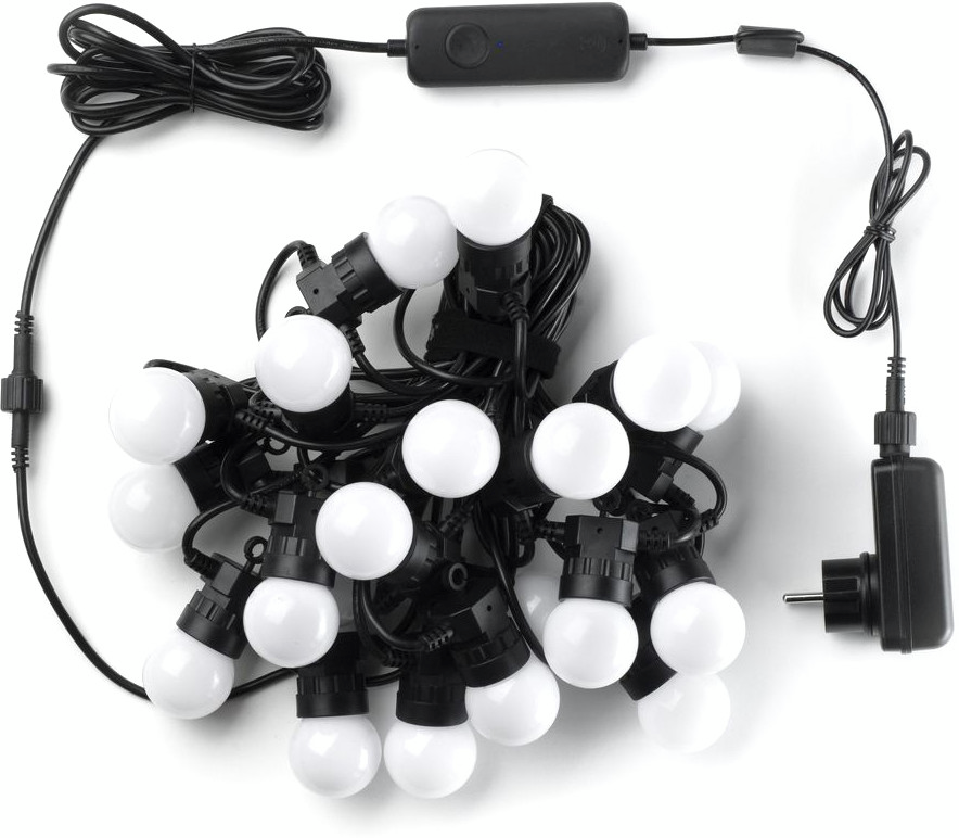 Smart LED Гірлянда Twinkly Festoon RGB 20, G45, Gen II, IP44, 10м, кабель чорний (TWF020STP-BEU)фото