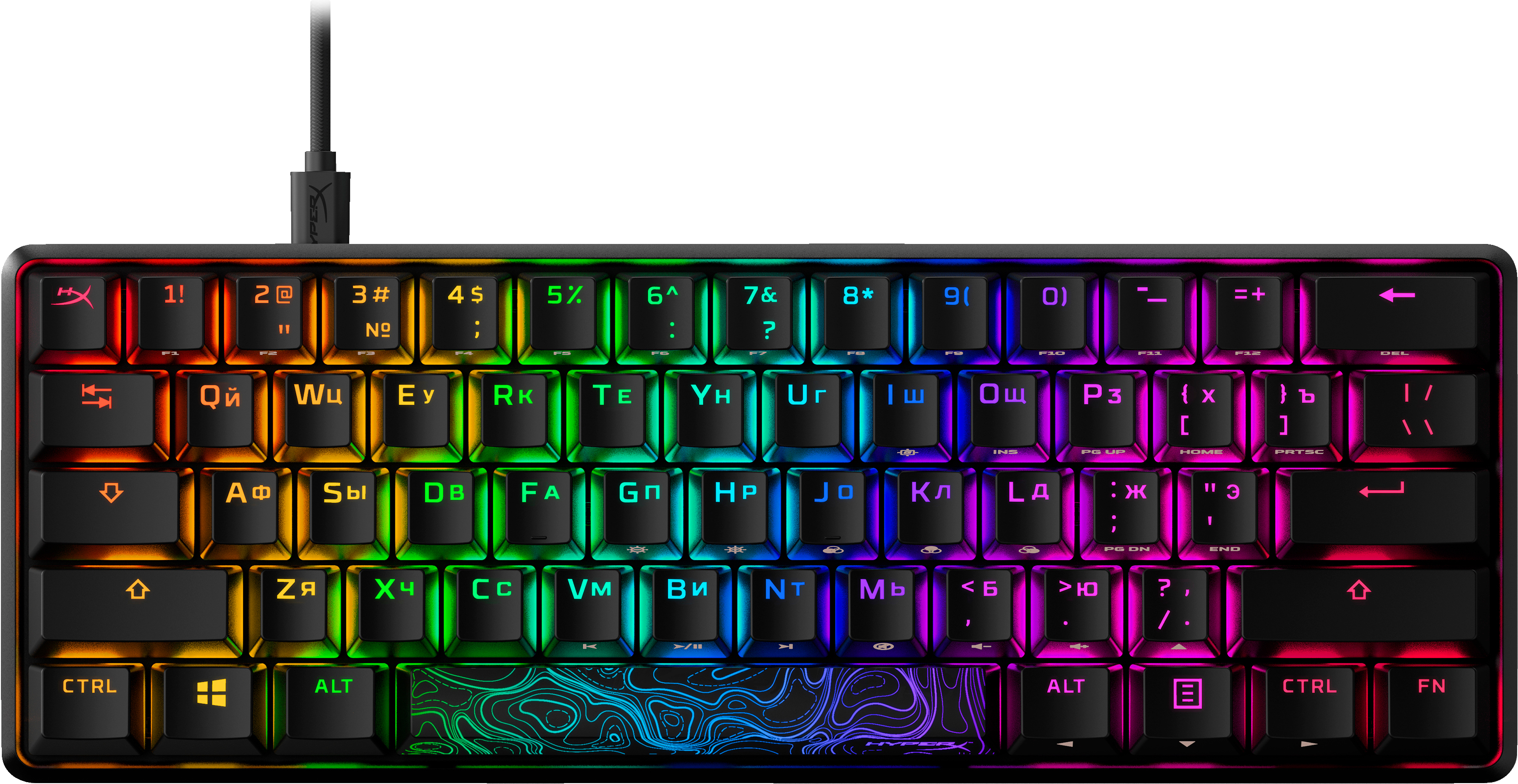 Ігрова клавіатура HyperX Alloy Origins 60 Red USB RGB ENG/RU/UA, Black (4P5N0AA)фото4