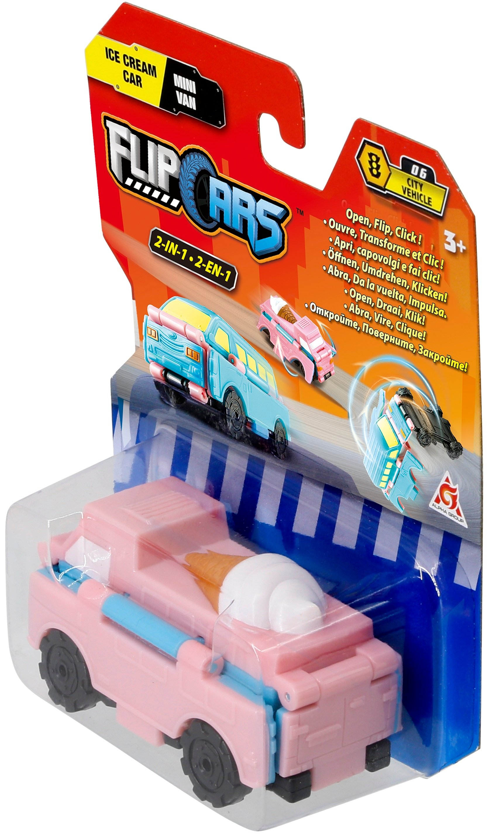 Машинка-трансформер Flip Cars 2 в 1 Автомобиль с мороженым и Мини-фургон фото 4