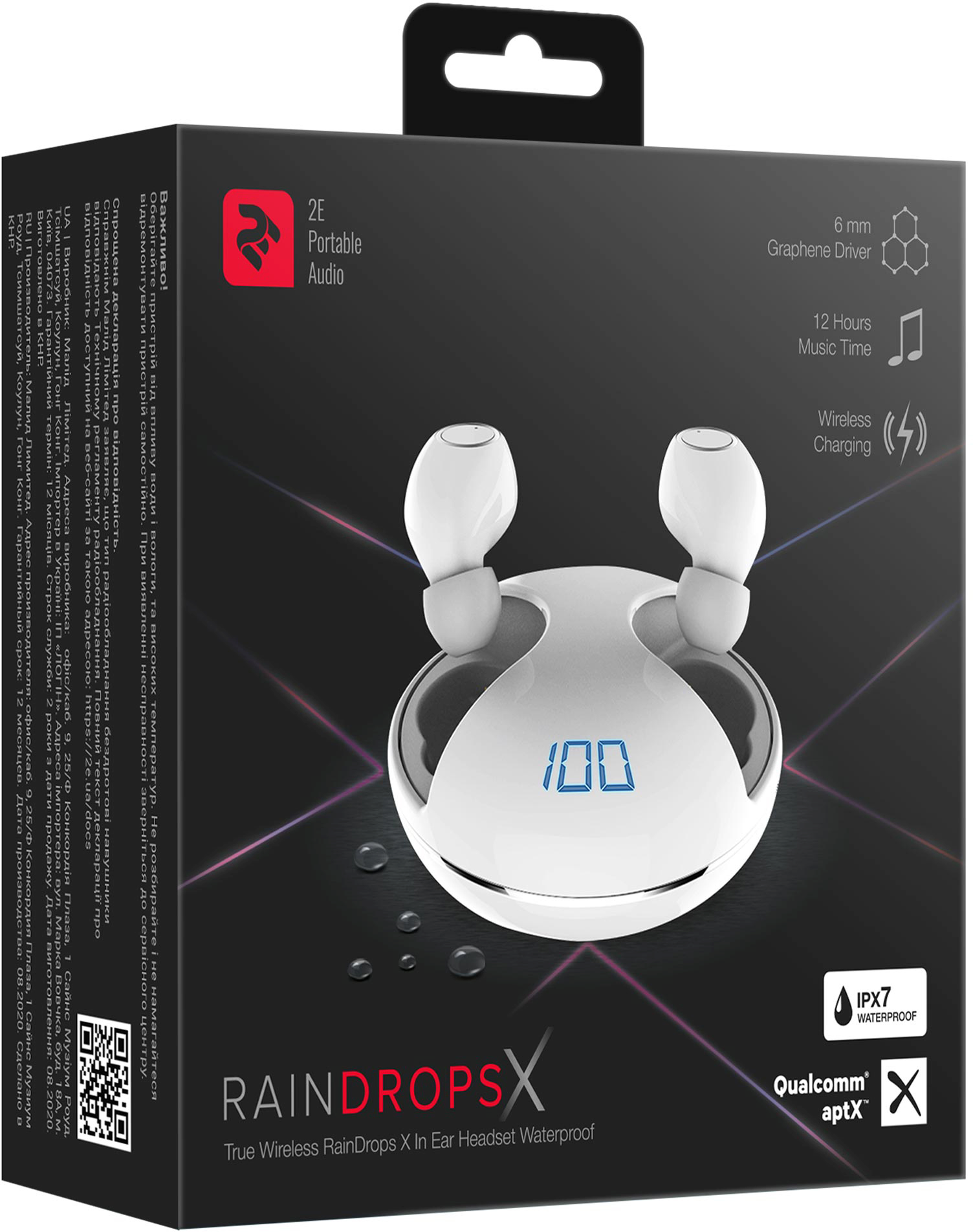 Наушники 2E RainDrops Х True Wireless Waterproof Mic White фото 8