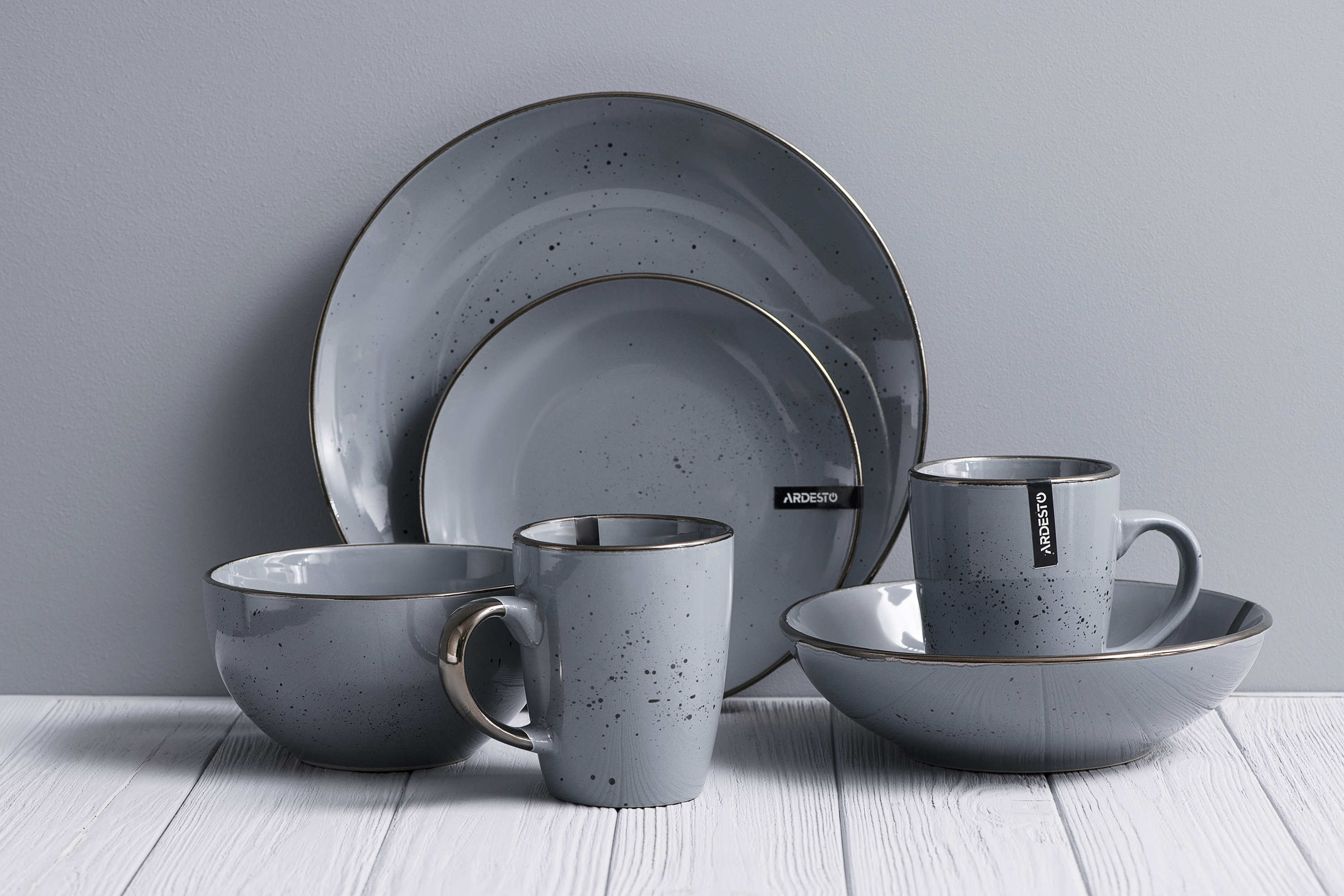 Тарілка десертна ARDESTO Bagheria 19 см, Grey (AR2919GREY)фото