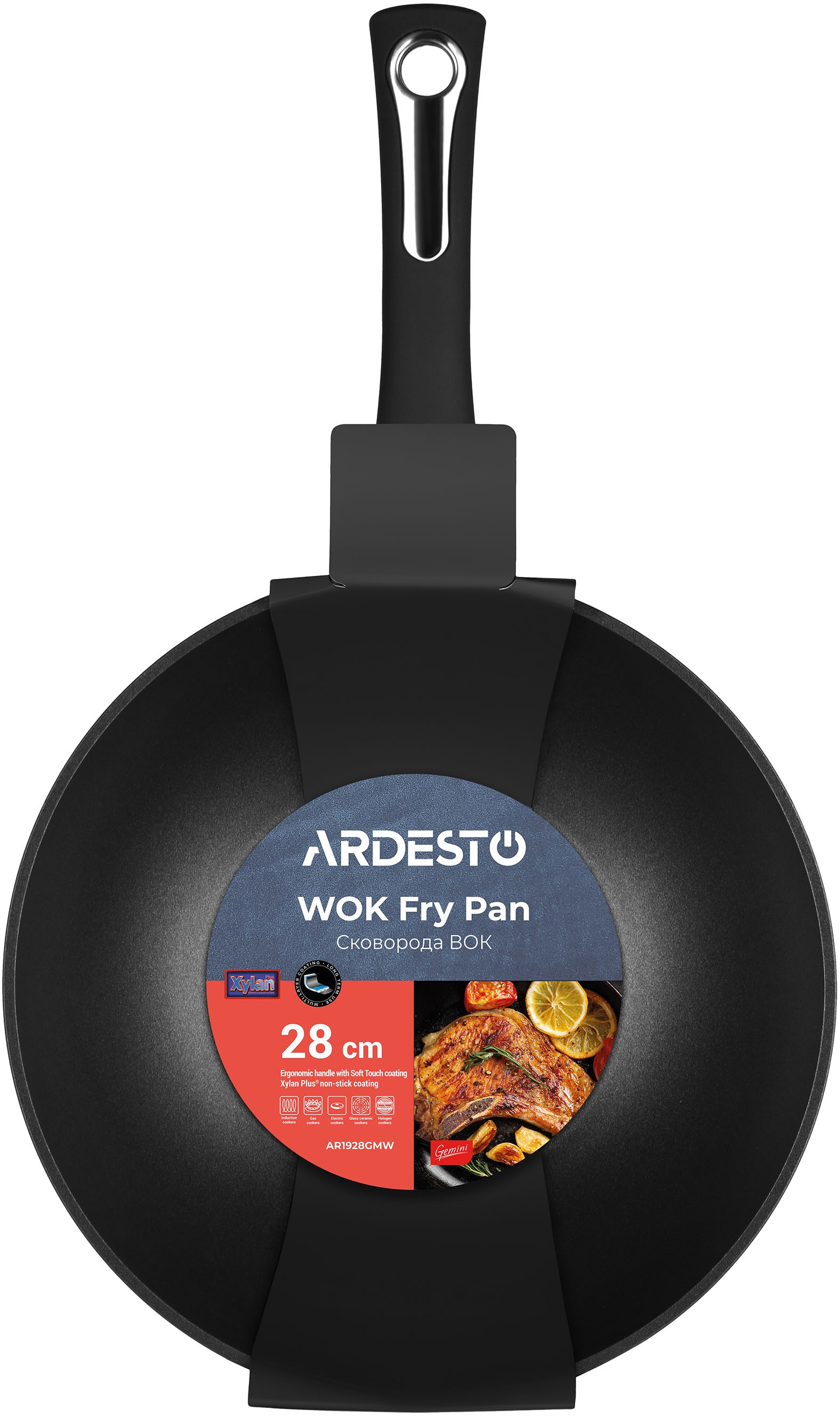 Сковорода ВОК ARDESTO Gemini Trento 28 см, чорний, алюміній (AR1928GMW)фото6