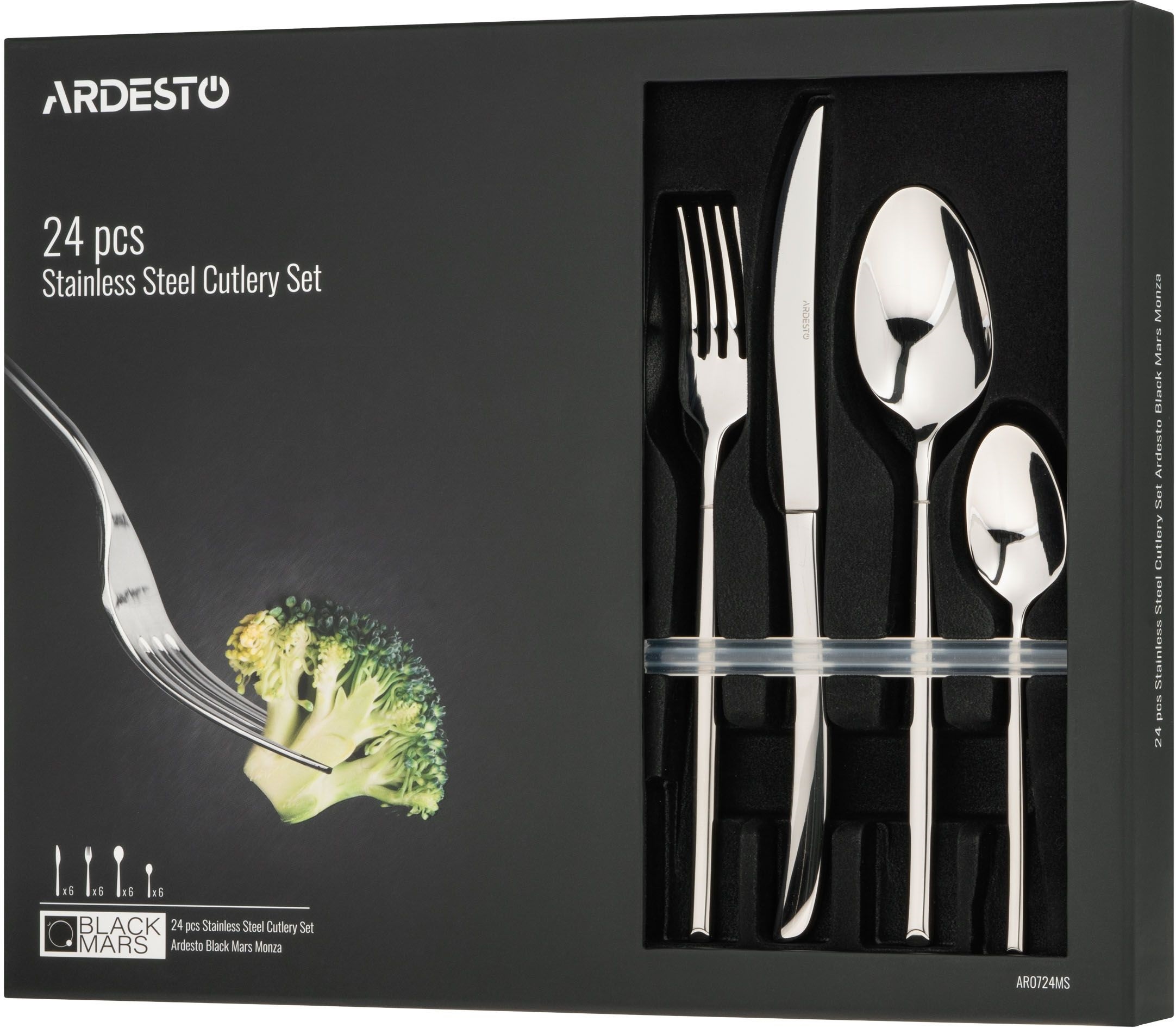 Набор столовых приборов ARDESTO Black Mars Monza 24 предмета (AR0724MS) фото 2