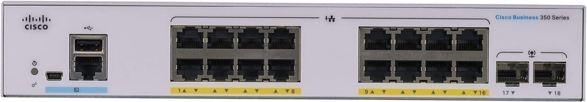 Коммутатор Cisco CBS350 Managed 16-port GE, PoE, 2x1G SFP (CBS350-16P-2G-EU) фото 2