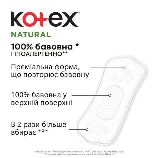 Прокладки гігієнічні Kotex щоденні Natural Normal плюс 36 шт.фото4