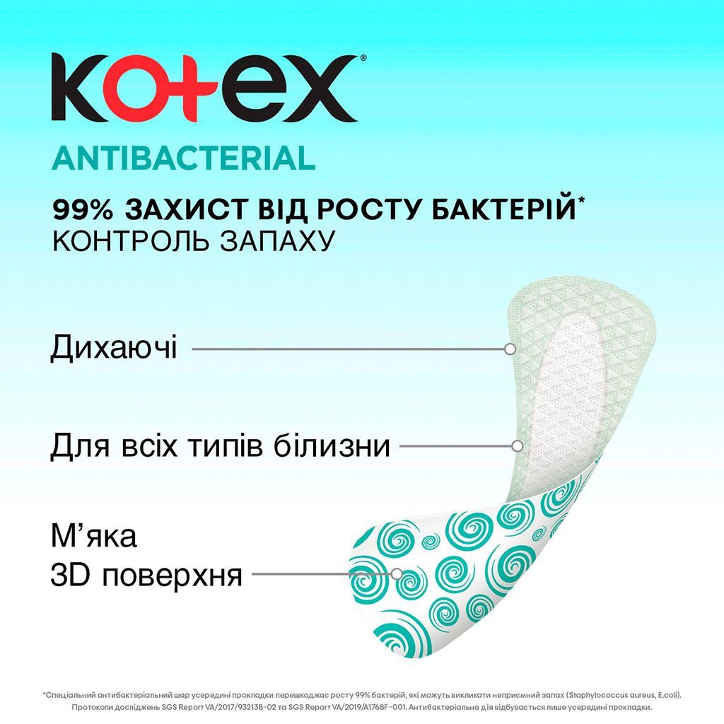 Гігієнічні прокладки Kotex щоденні Antibac Extra Thin 40x10фото5