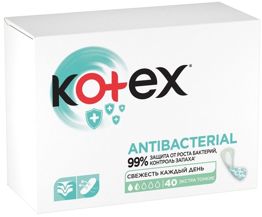 Гигиенические прокладки Kotex ежедневные Antibac Extra Thin 40x10 фото 3