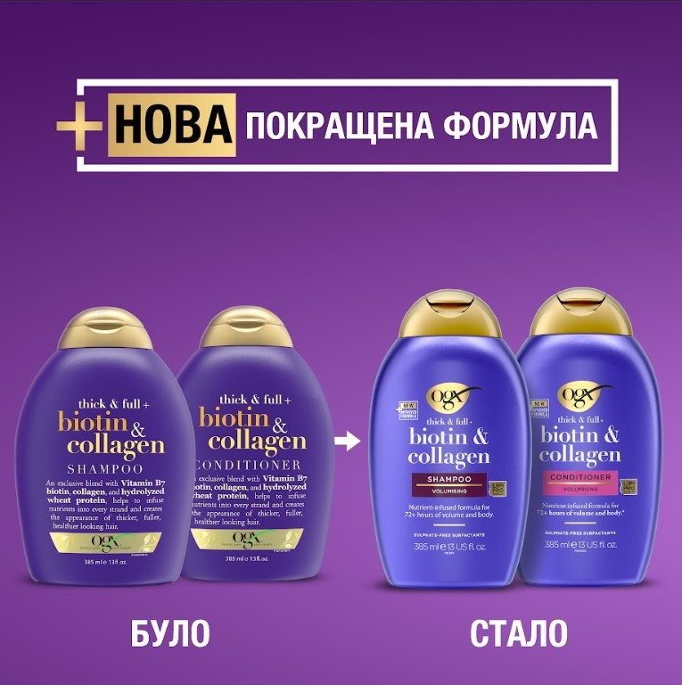 Шампунь для об'єму OGX з біотином та колагеном 385млфото3