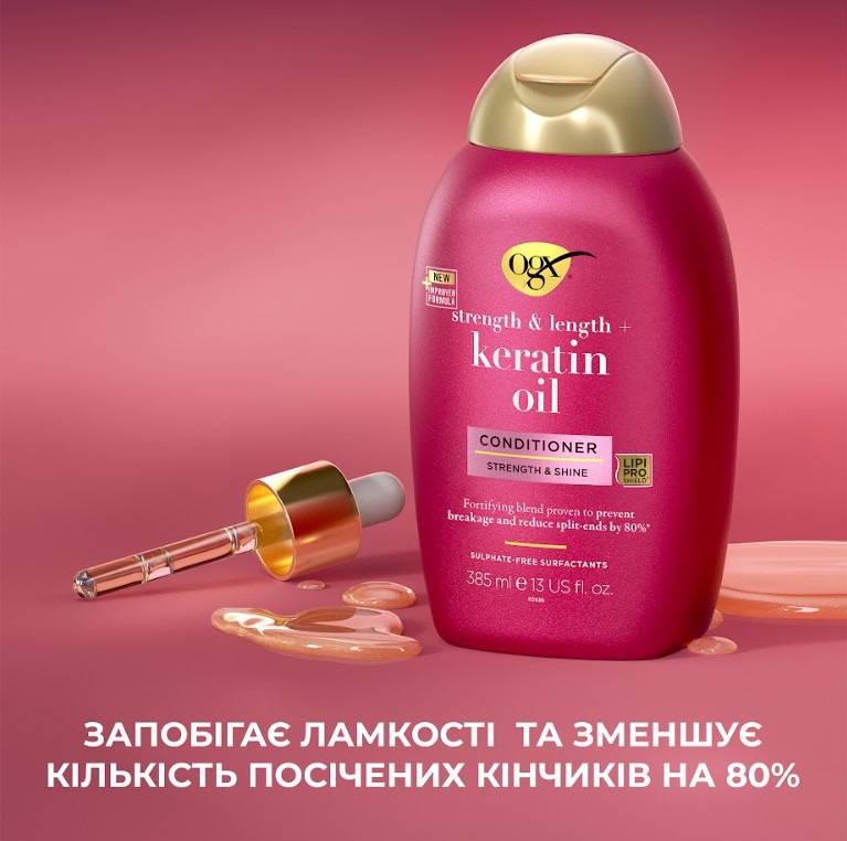 Кондиціонер проти ламкості OGX з кератиновою олією 385млфото7