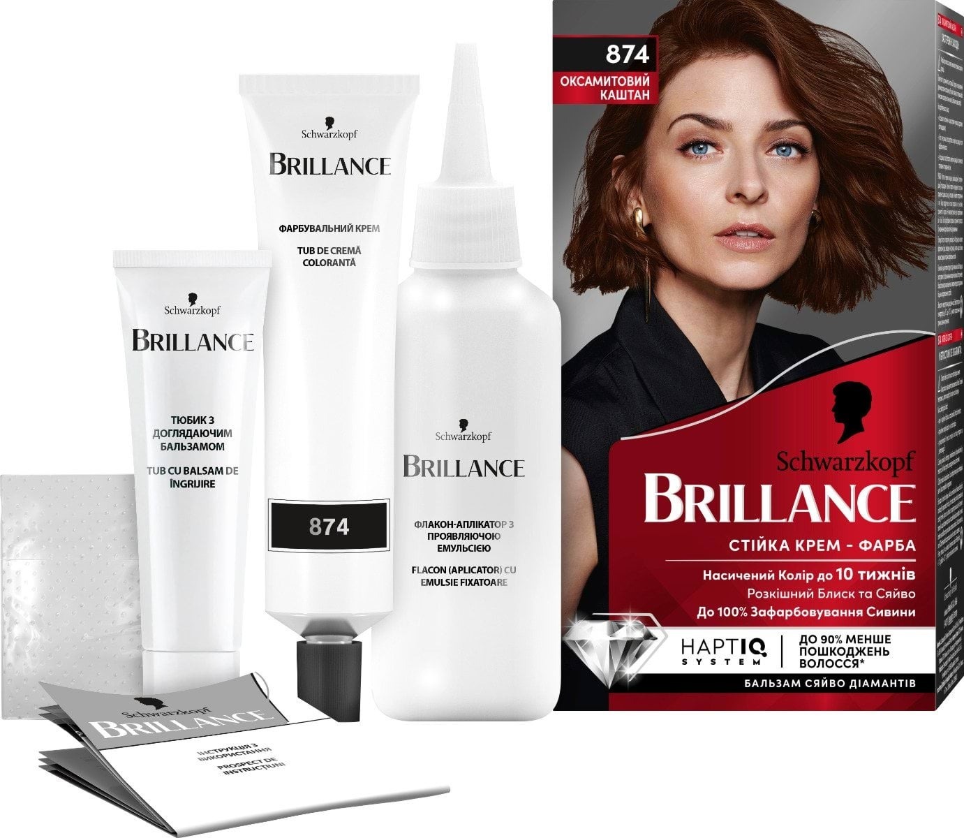 Устойчивая крем-краска BRILLANCE 874 Бархатный каштан фото