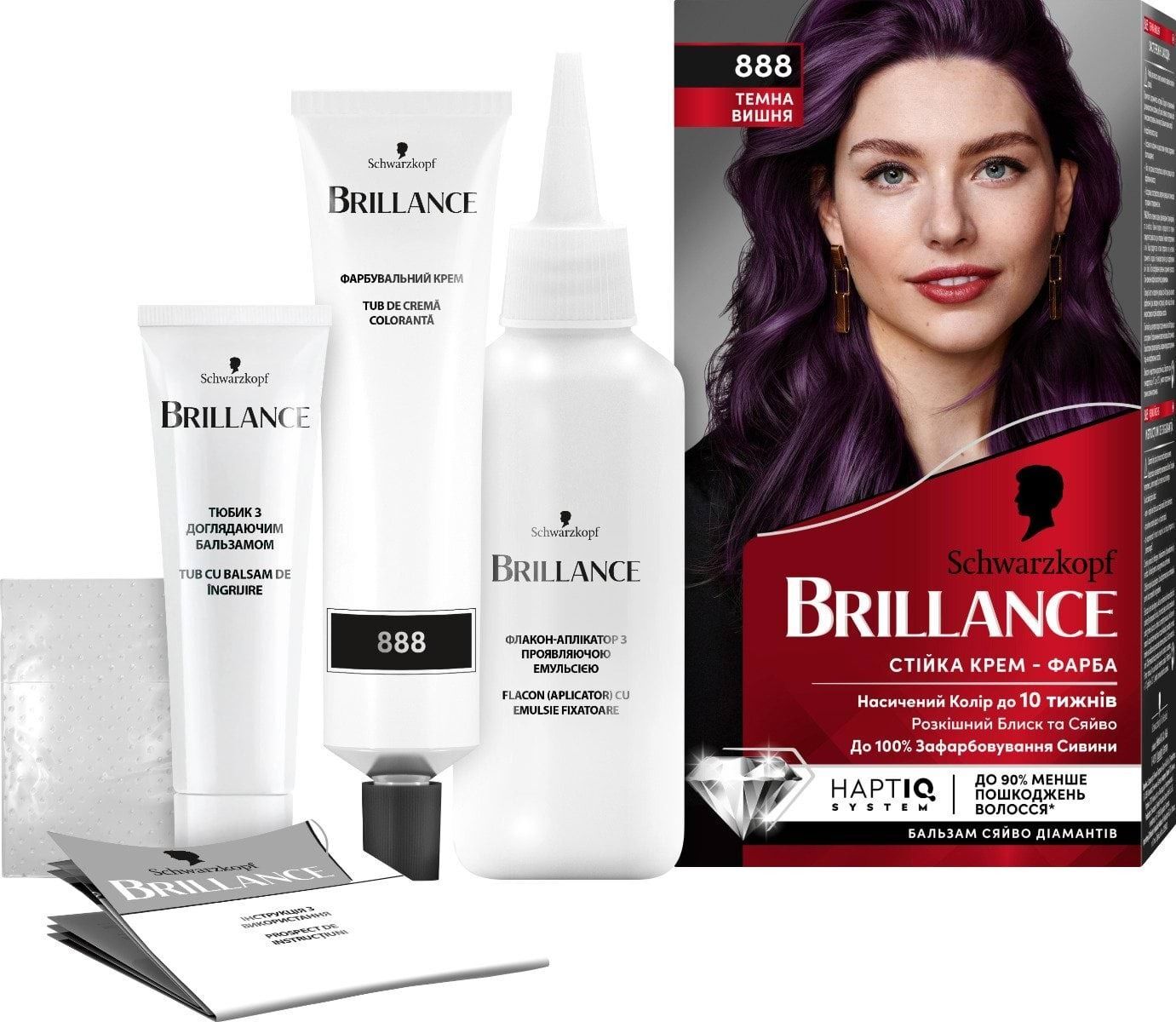 Стійка крем-фарба BRILLANCE 888 Темна вишняфото