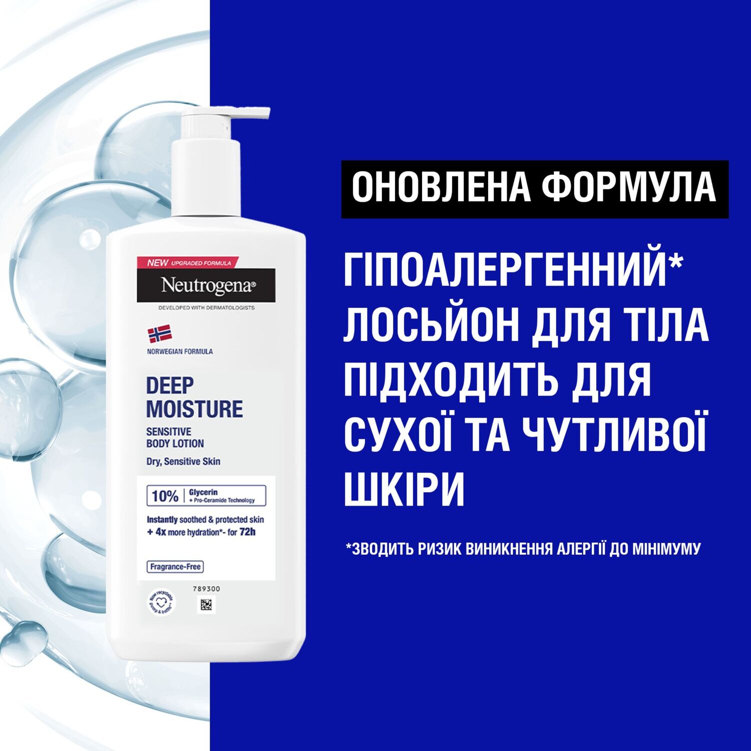 Лосьон для тела Neutrogena Норвежская формула Глубокое увлажнение для чувствительной кожи 400мл фото