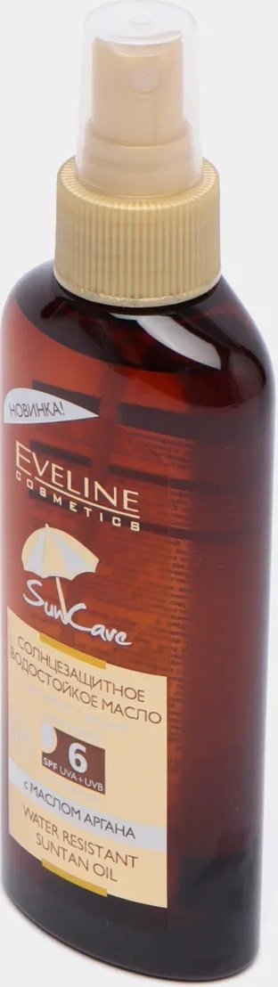 Eveline Cosmetics Sun care солнцезащитное водостойкое масло д/загар с маслом аргана spf6 150мл фото 2