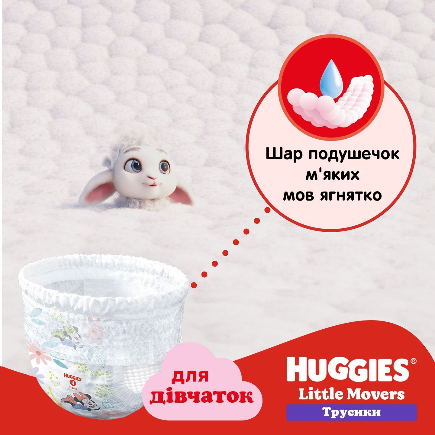 Трусики-подгузники для девочек Huggies Pants Размер 6 15-25 кг Mega 44 шт фото 4