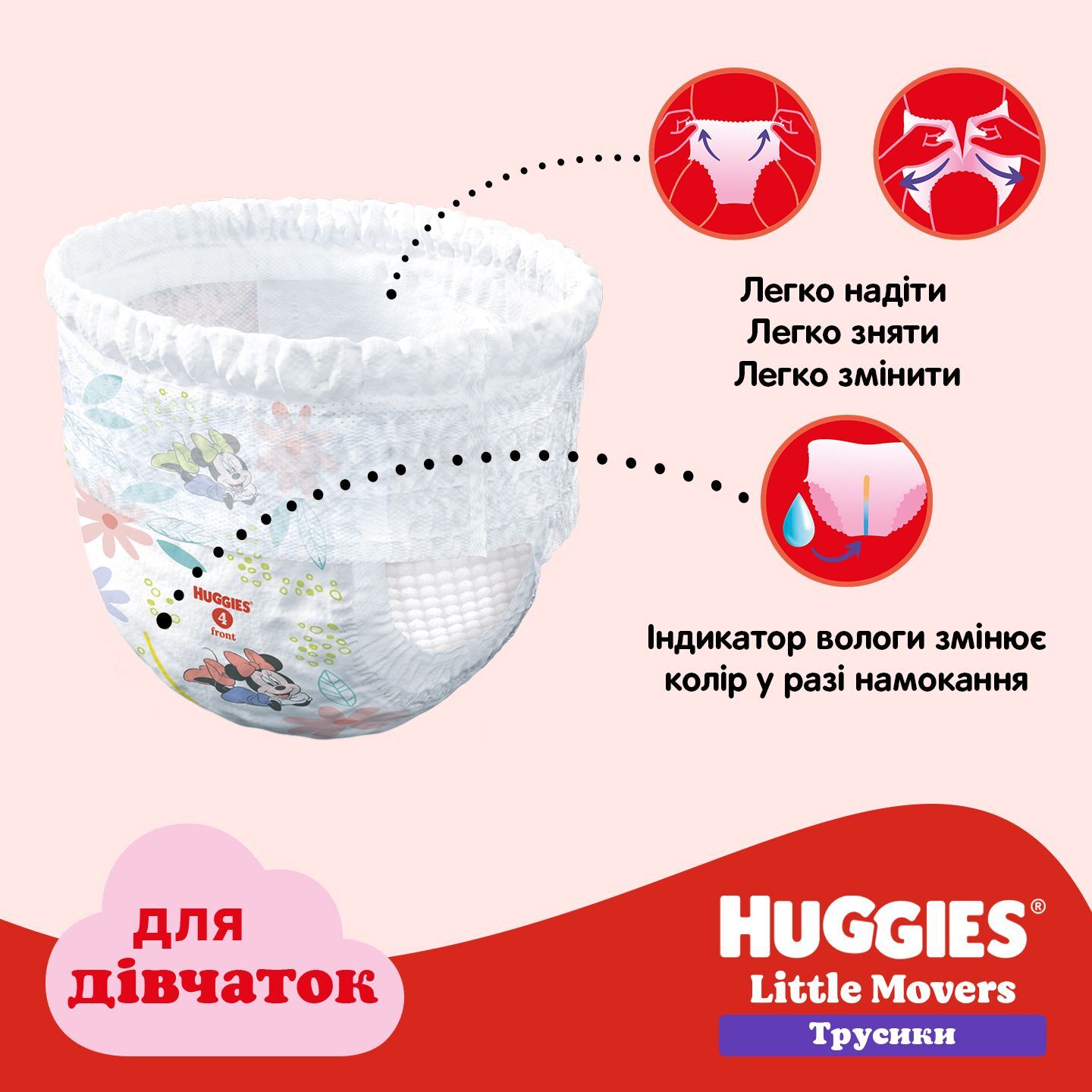 Трусики-подгузники для девочек Huggies Pants Размер 6 15-25 кг Mega 44 шт фото 12