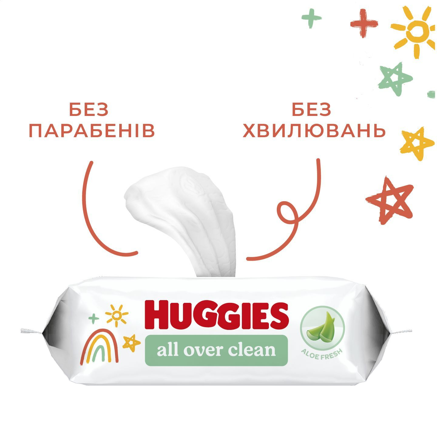 Серветки вологі дитячі Huggies Over Clean 56штфото