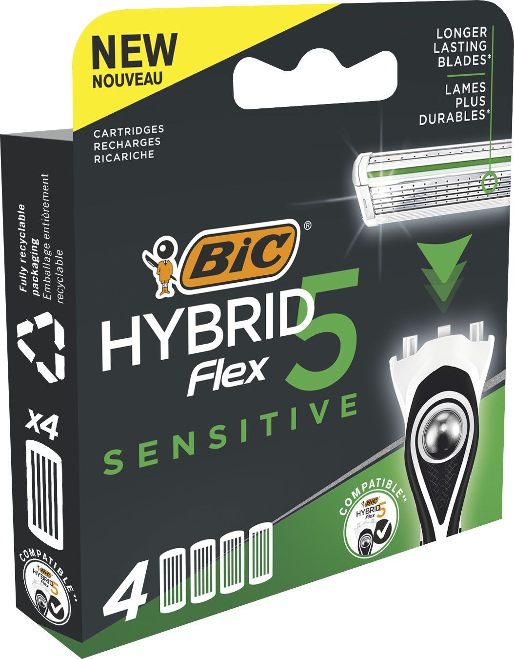 Змінні картриджі для гоління BIC Hybrid 5 Flex Sensitive 4 штфото