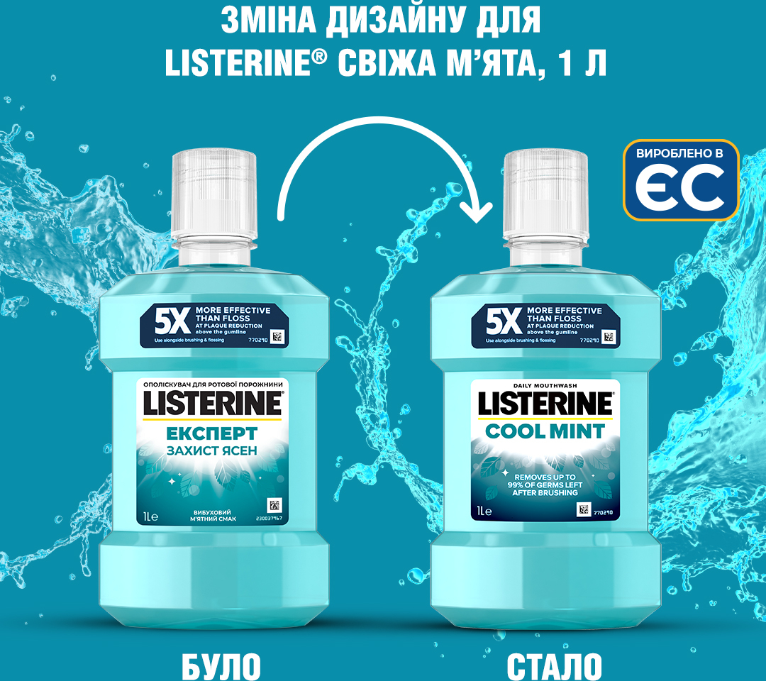 Ополіскувач для ротової порожнини Listerine Свіжа м'ята/Захист ясен 1 лфото5