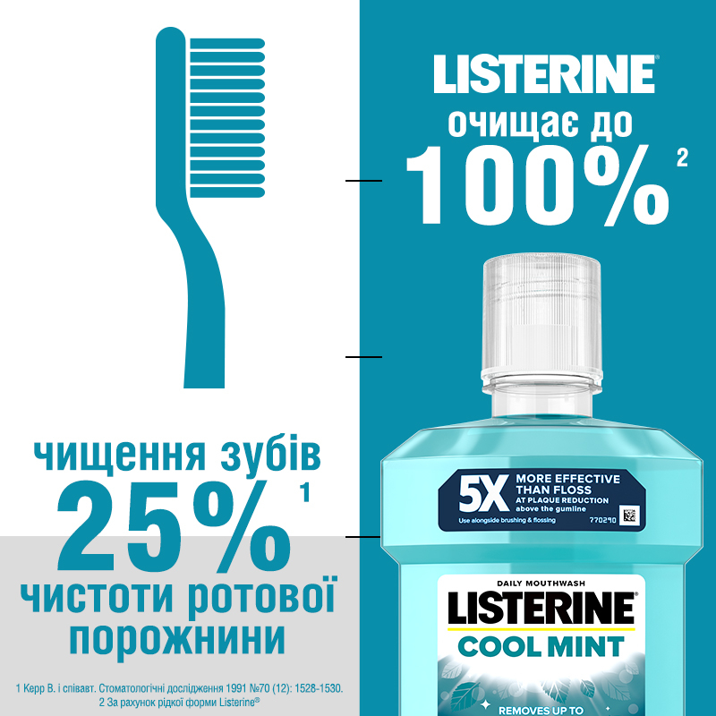 Ополіскувач для ротової порожнини Listerine Свіжа м'ята/Захист ясен 1 лфото11