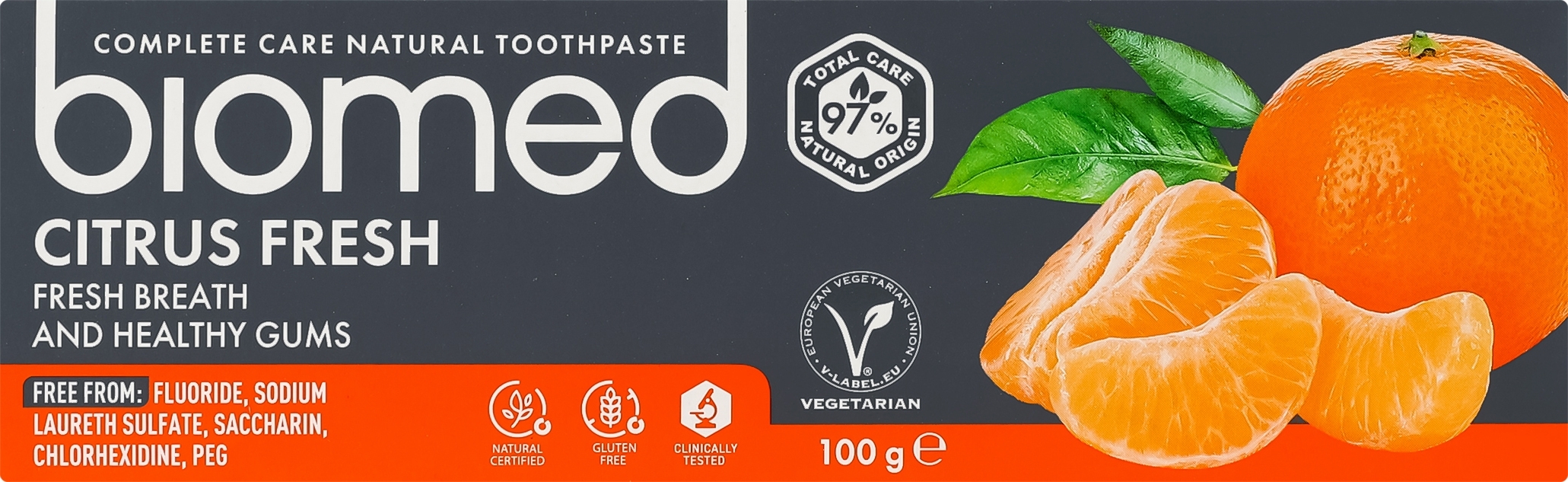 Зубная паста BioMed Citrus Fresh Антибактериальная для свежести дыхания и укрепления эмали 100г. фото3