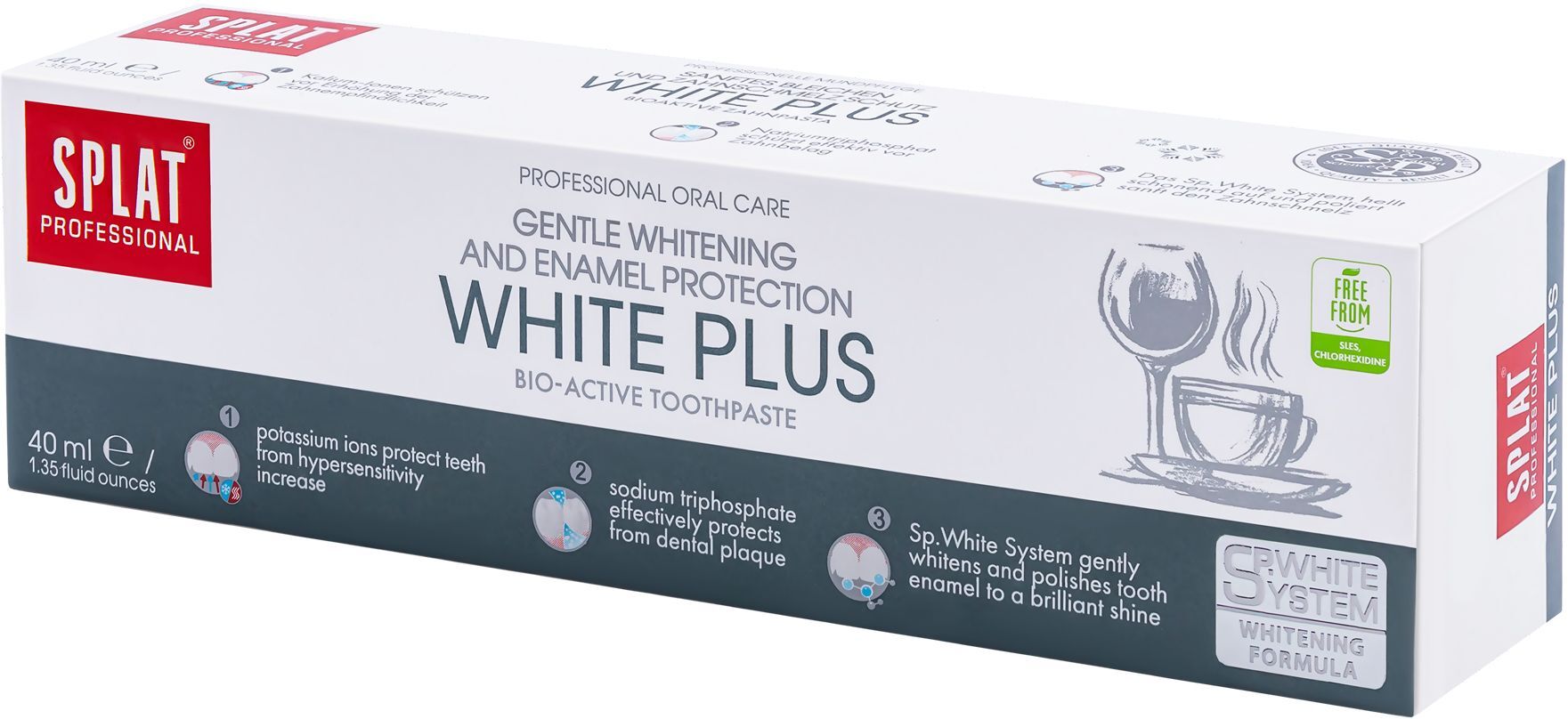 Зубная профессиональная паста Splat compact white plus отбеливание 40 мл фото 5