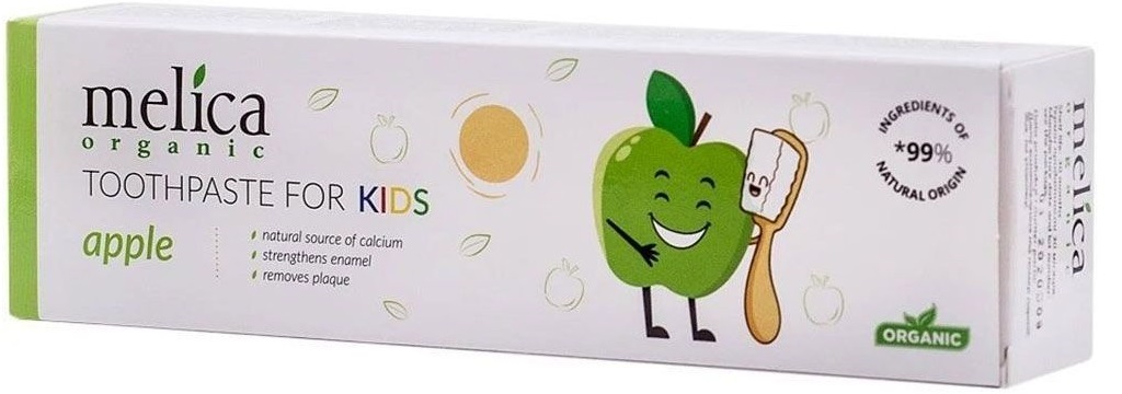Зубная детская паста Melica Organic со вкусом яблоко 100мл фото 3