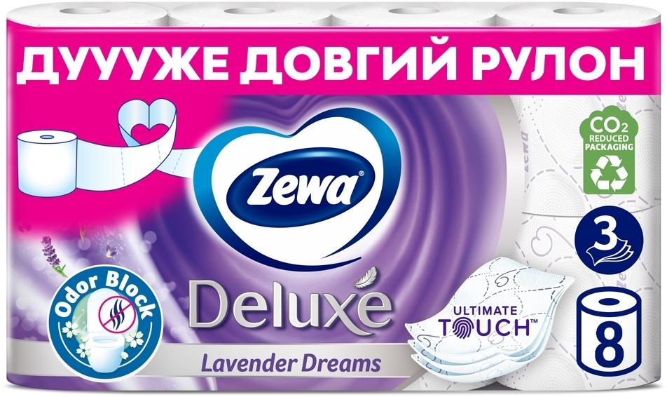 Туалетний папір Zewa Deluxe Лаванда білий 8 штфото4