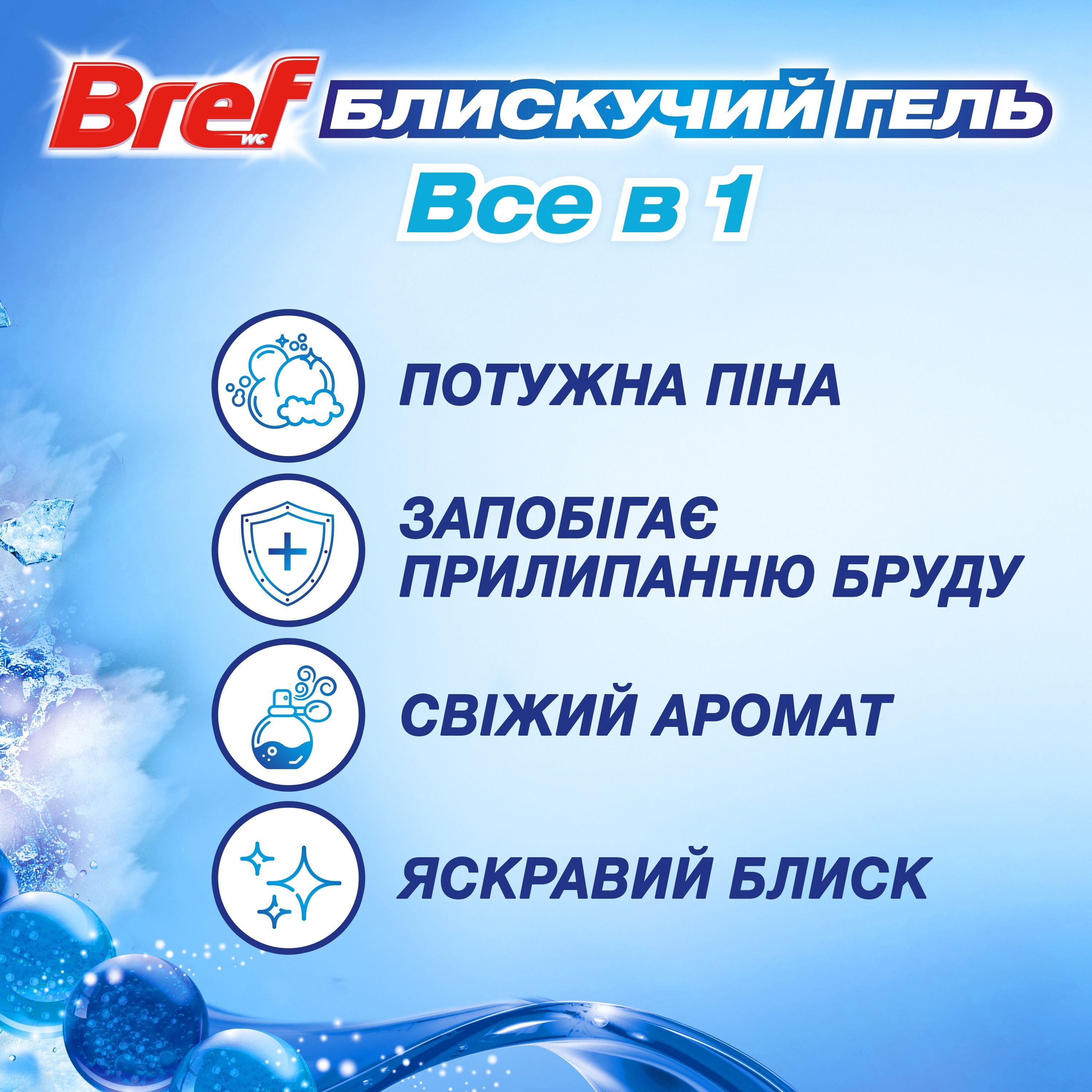 Bref Туалетний блок Арктичний океанБлискучий гель Тріопакфото2