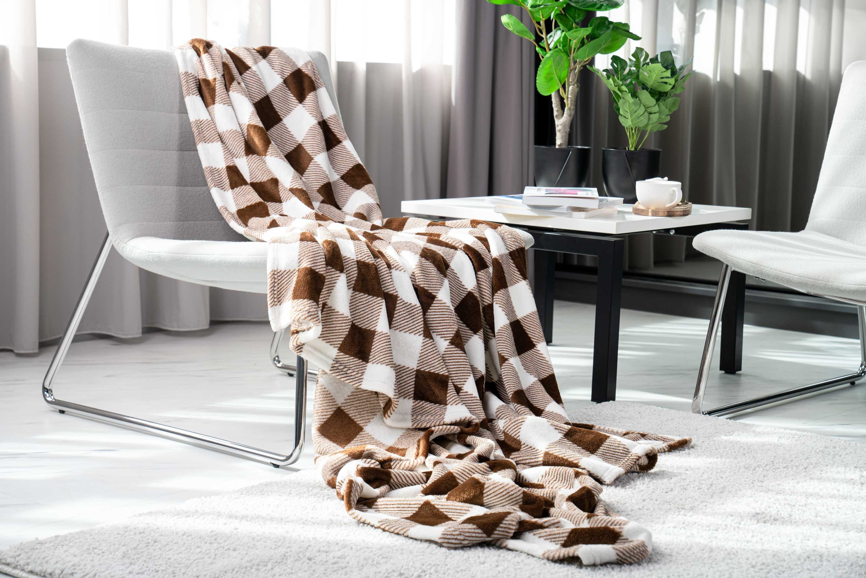 Плед ARDESTO Flannel 160х200см клітинка бежевий (ART0103PB)фото4