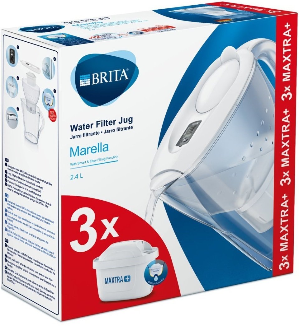 Фильтр-кувшин Brita Marella Memo + 3 картриджа 2.4 л (1.4 л очищенной воды) белый (1039273) фото 9