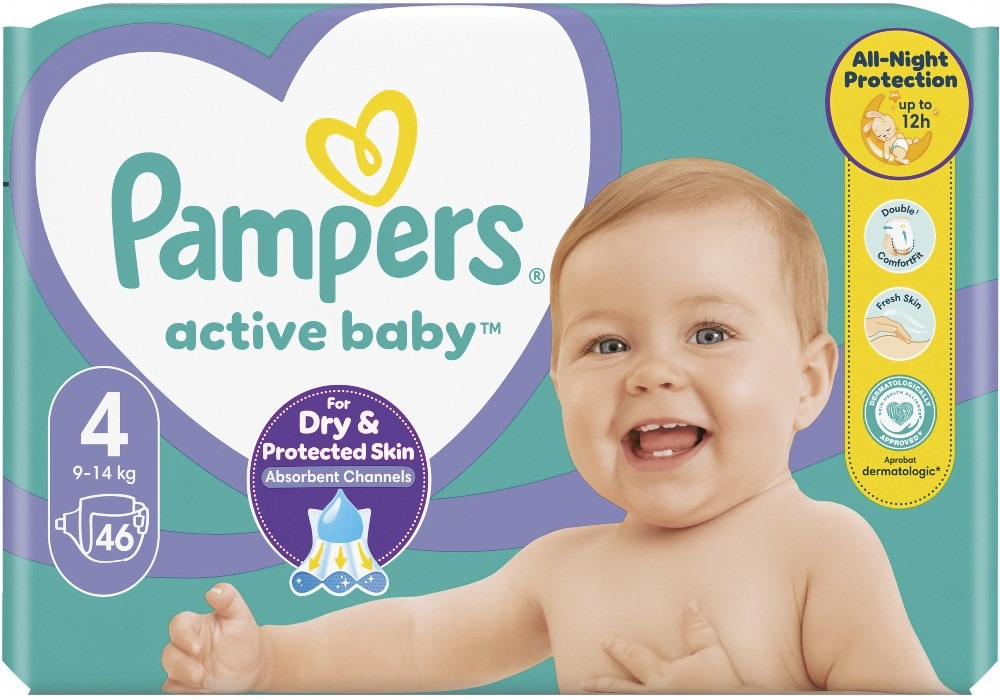 PAMPERS Дитячі одноразові підгузки Active Baby Maxi (9-14 кг) 46штфото2