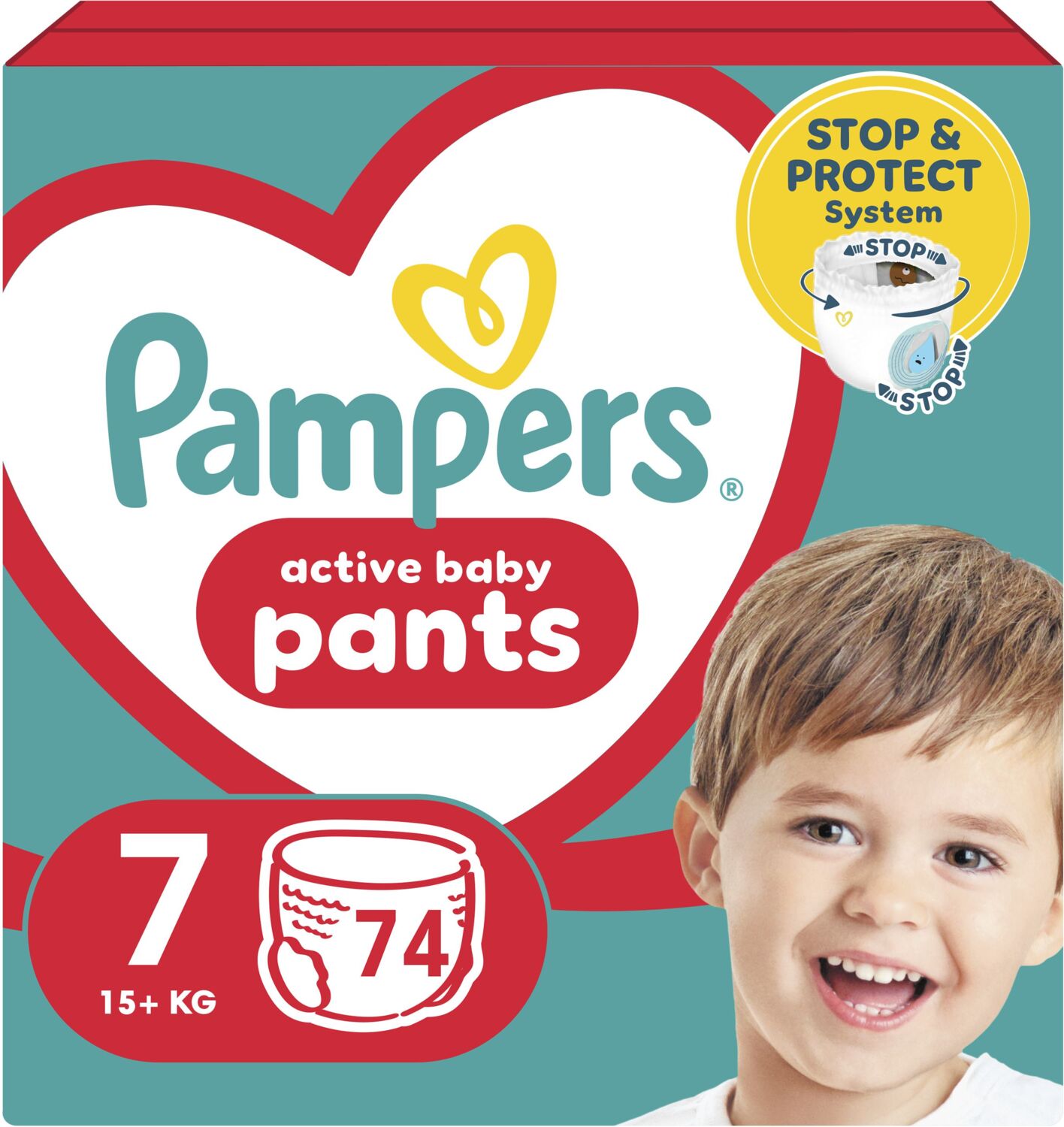 Подгузники-трусики Pampers Pants Giant Plus Размер 7 17+ кг Mega 74 шт фото