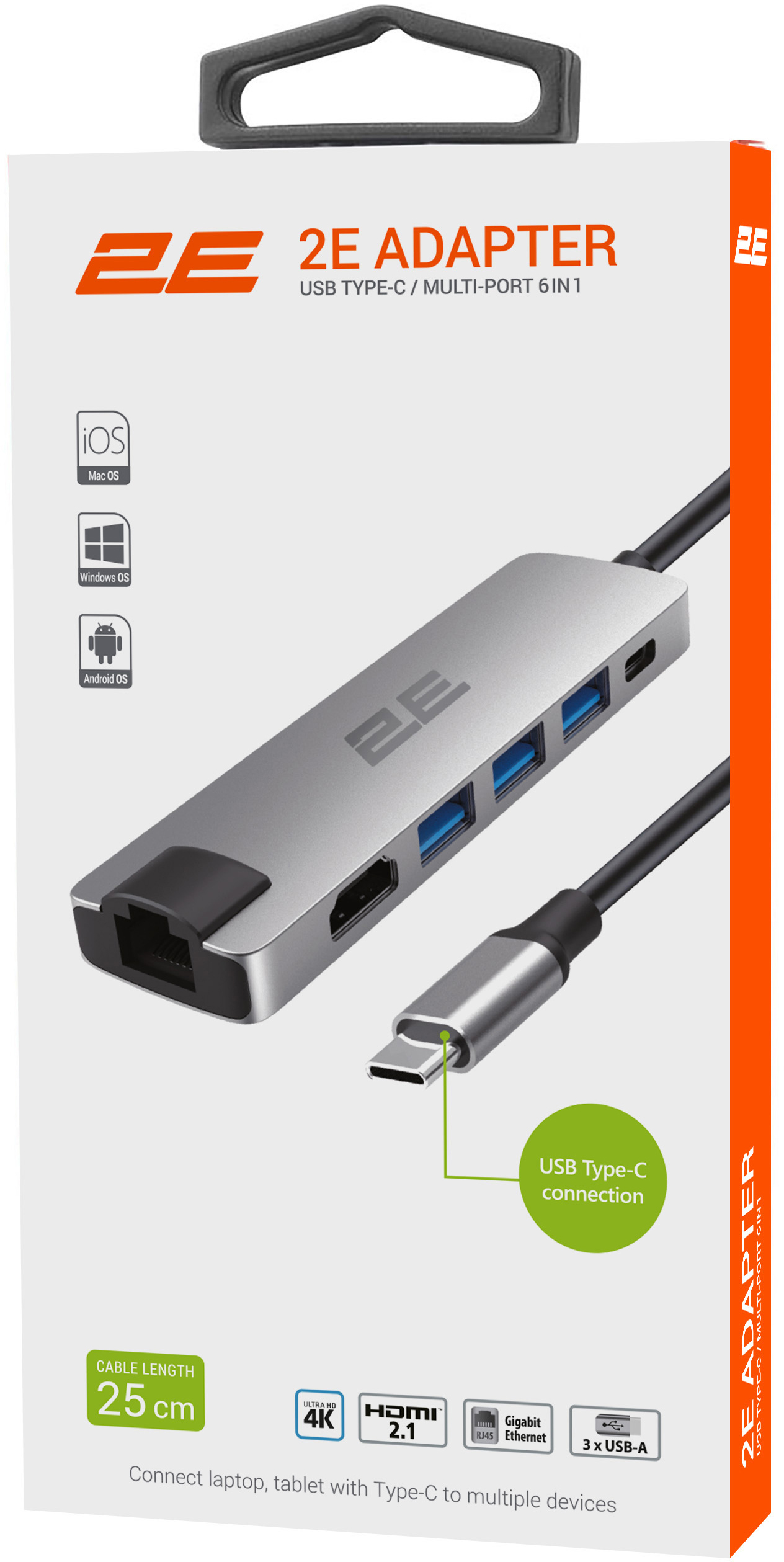 USB хаб 2Е USB-C Slim Alluminum Multi-Port 6in1 (2EW-2684) фото 6