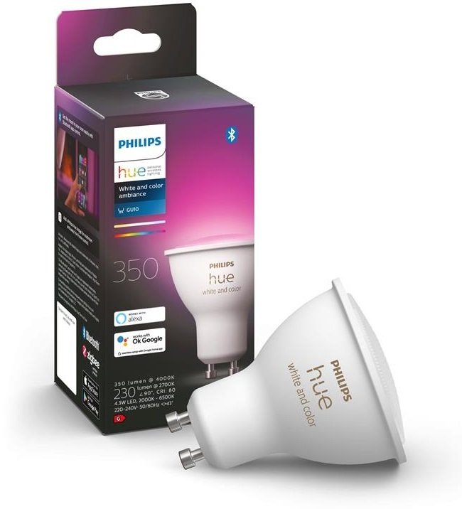 Лампа розумна Philips Hue GU10 5.7W(50Вт) 2000K-6500K Bluetooth (929001953119)фото2