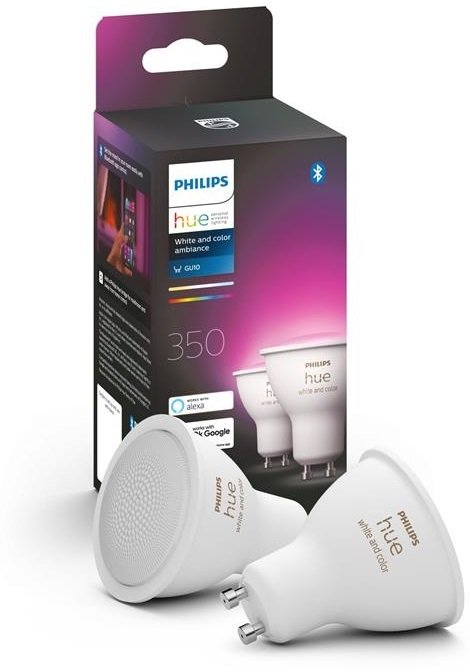 Лампа розумна Philips Hue GU10 5.7W(50Вт) 2000K-6500KBluetooth 2шт (929001953120)фото2