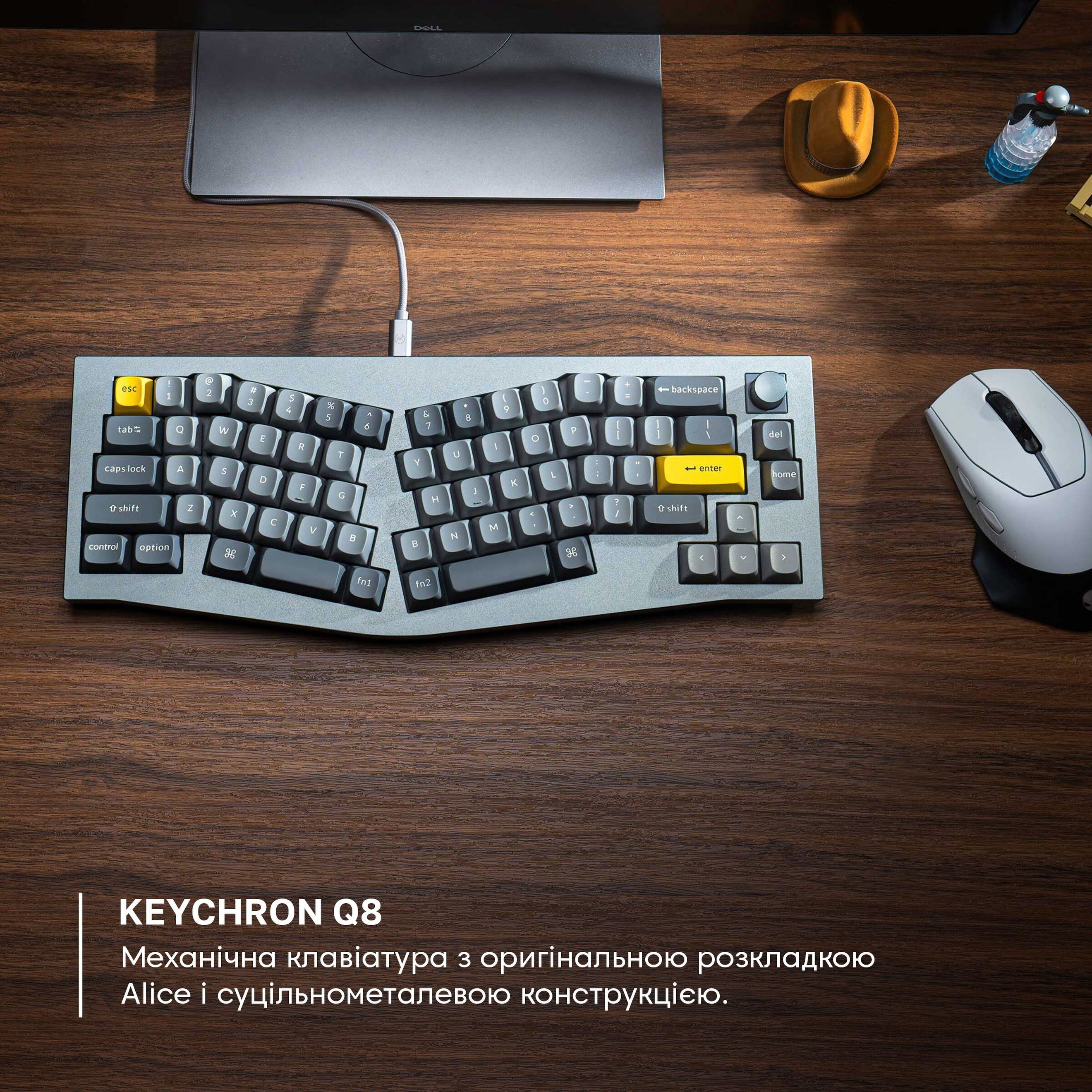 Клавіатура Keychron Q8 100 Key QMK Gateron G PRO Red Hot-Swap RGB Knob Grey (Q8N1_Keychron)фото10