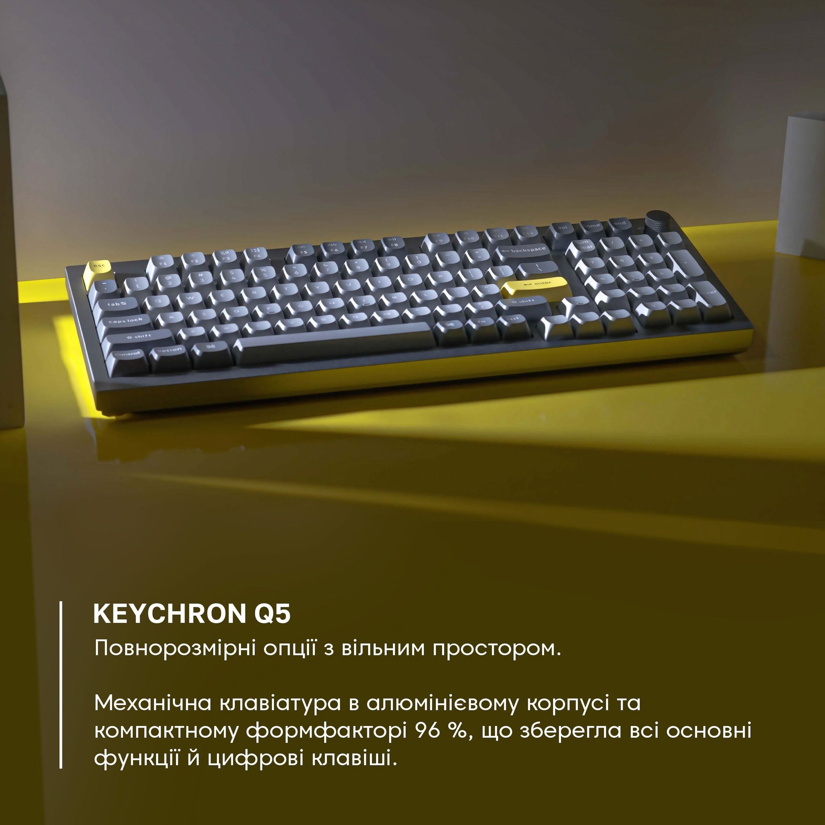 Клавиатура Keychron Q5 100 Key QMK Gateron G PRO Brown Hot-Swap RGB Knob Grey (Q5N3Z_Keychron) фото 13