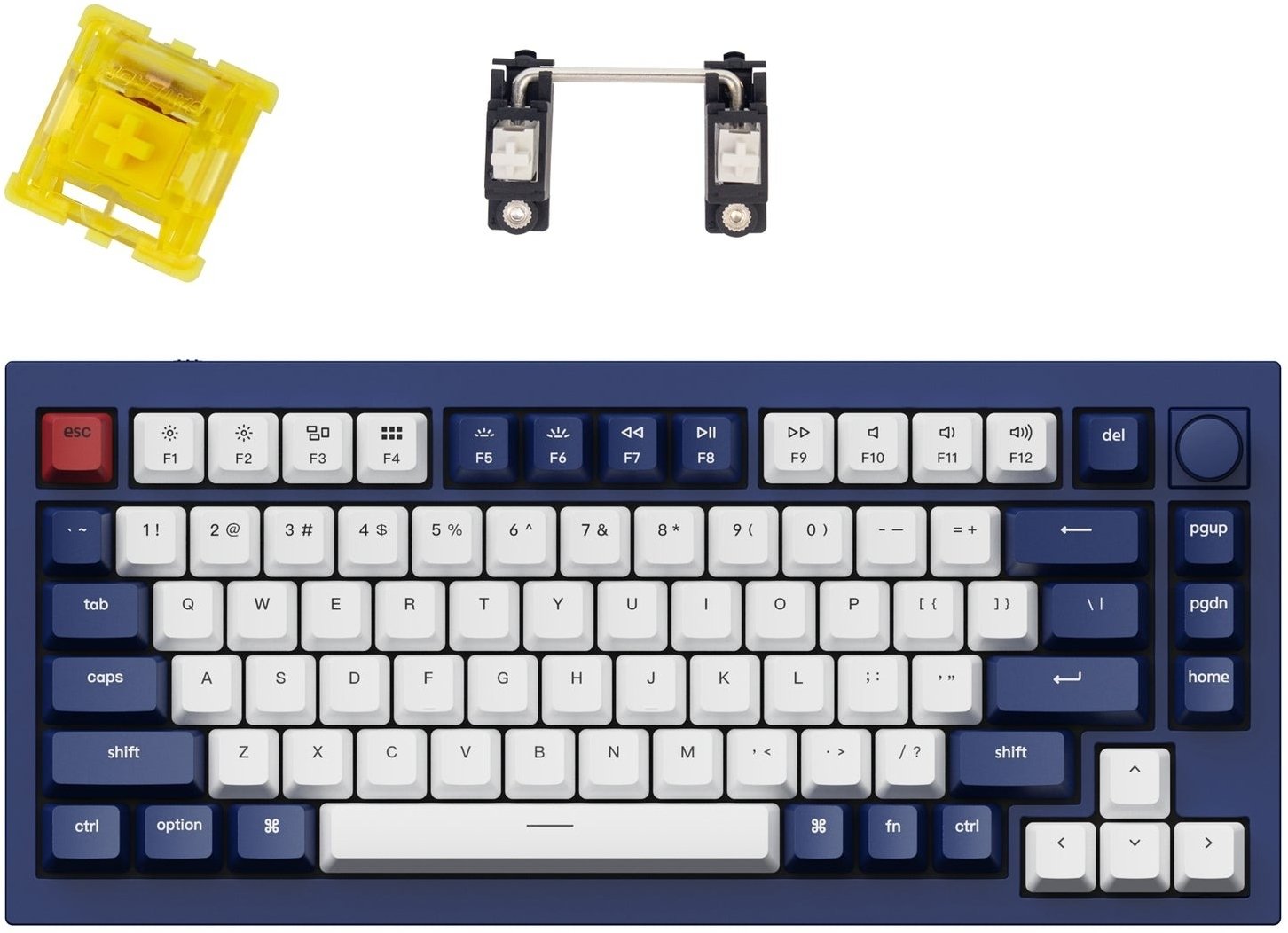 Клавиатура Keychron Q1 84 Key QMK Gateron Phantom Yellow Hot-Swap RGB Knob Blue (Q1O4_Keychron) фото 2