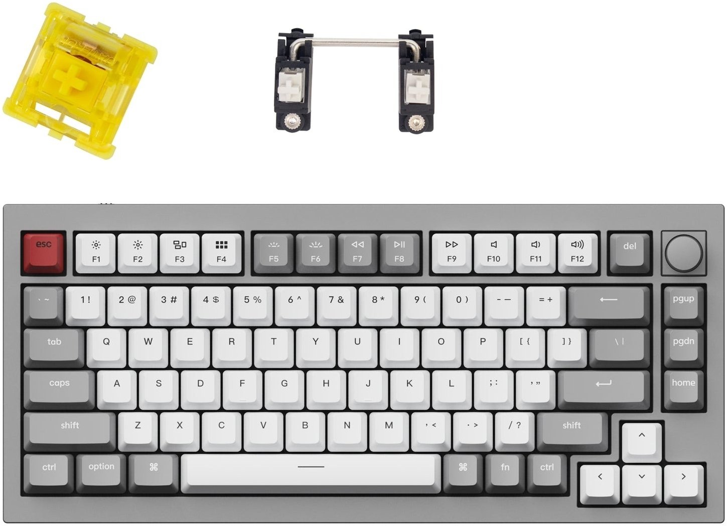 Клавіатура Keychron Q1 84 Key QMK Gateron Phantom Yellow Hot-Swap RGB Knob Grey (Q1N4_Keychron)фото2