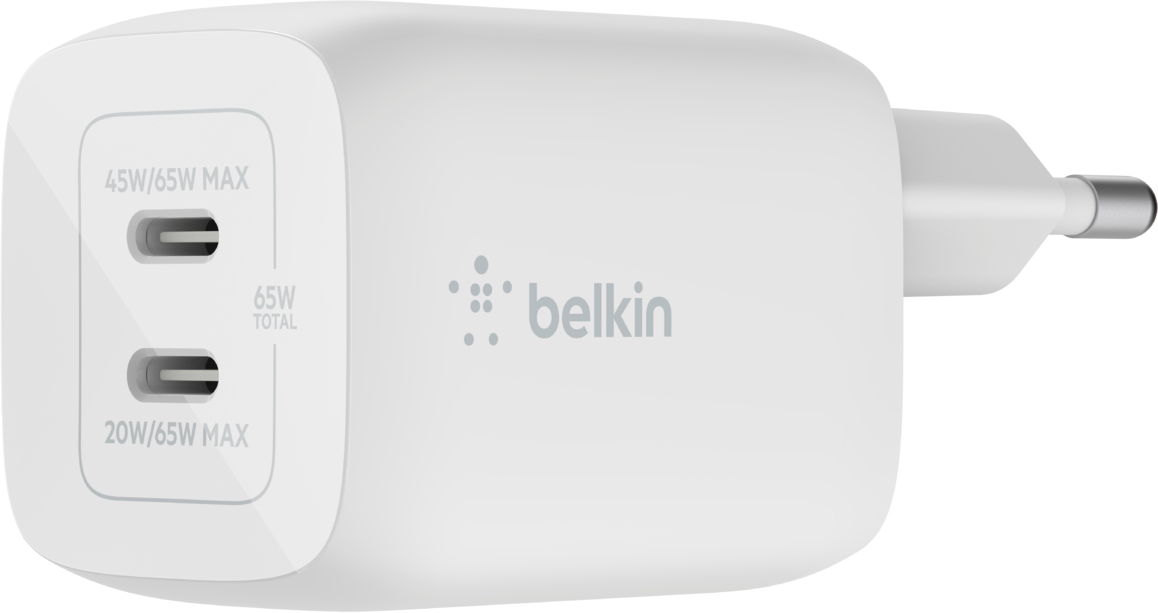 Мережевий ЗП Belkin Home Charger 65W GAN PD PPS Dual USB-C – USB-C 2m (WCH013VF2MWH-B6)фото2