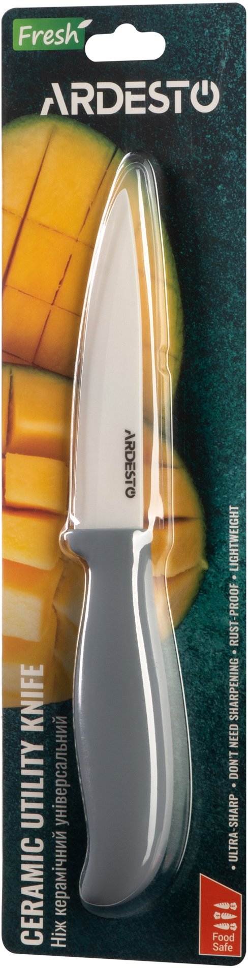 Нож керамический универсальный Ardesto Fresh 20.5 см серый (AR2120CG) фото 4