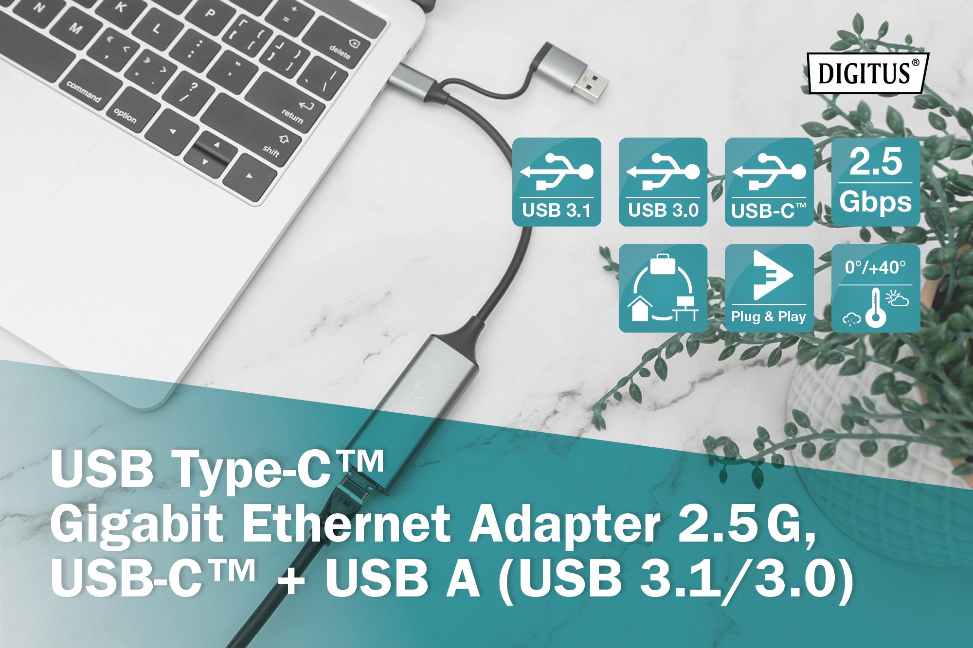 Адаптер DIGITUS USB-C/USB 3.0 – 2.5 Gbps Ethernet (DN-3028) фото 4
