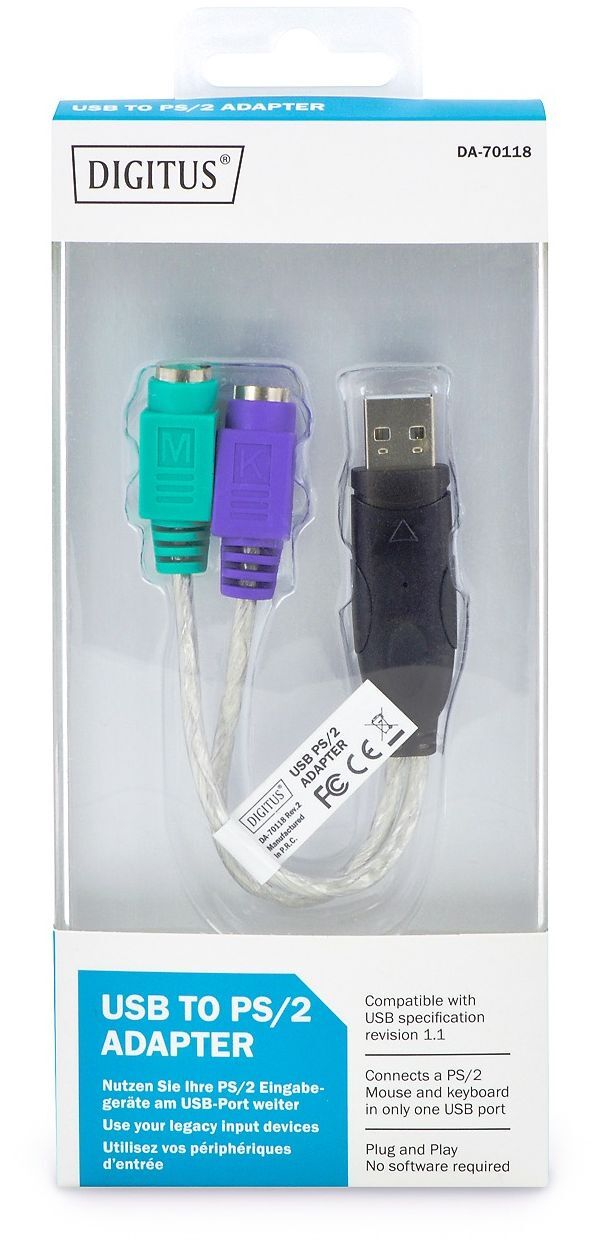 Адаптер DIGITUS USB 1.1 - 2xPS/2, M/F (DA-70118) фото 